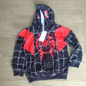 Kids Spider Web Hoodie - Red & Black New Size 5-6